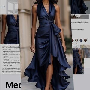 Elegant Navy Blue Evening Gown
